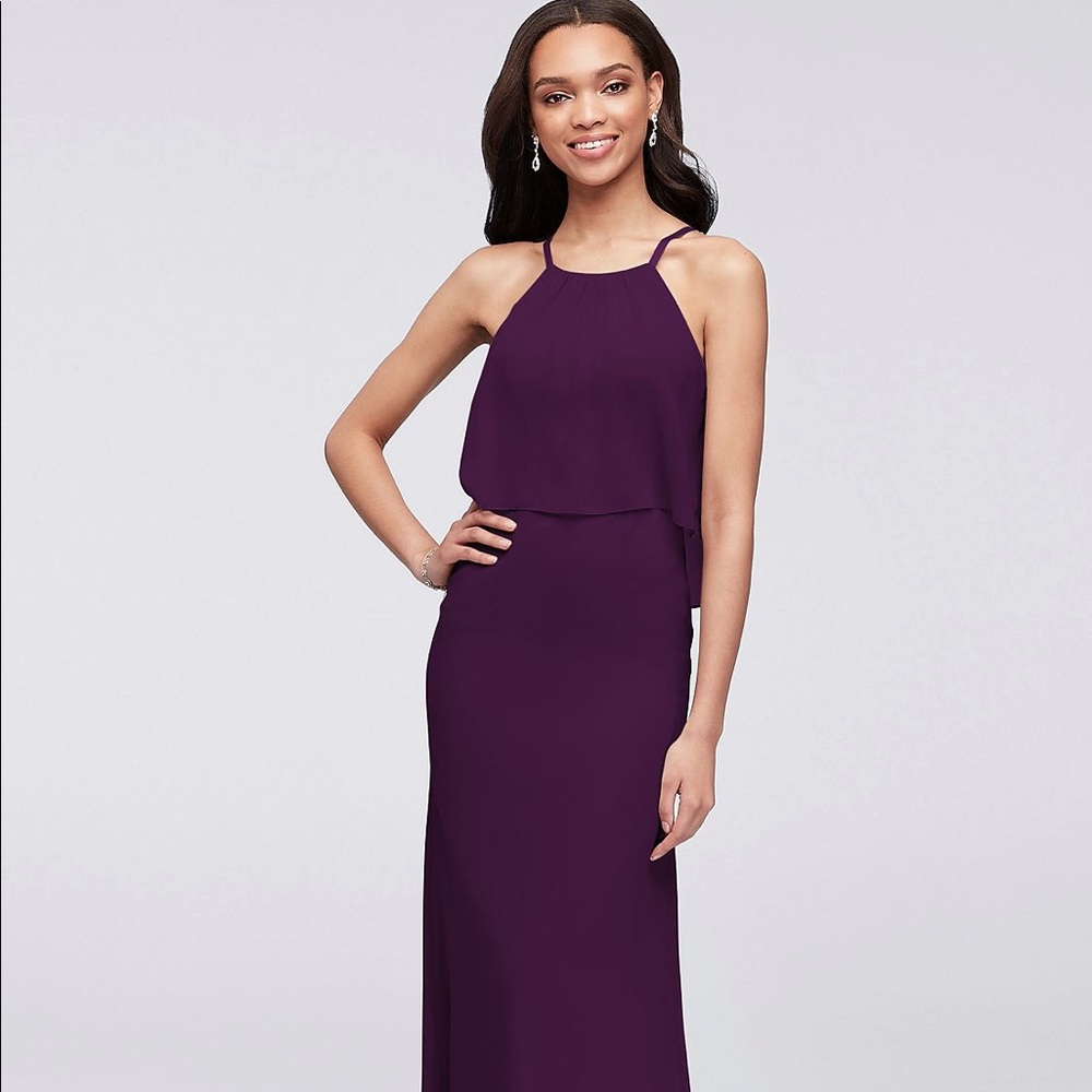 David’s Bridal Chiffon Sheath Bridesmaid Dress